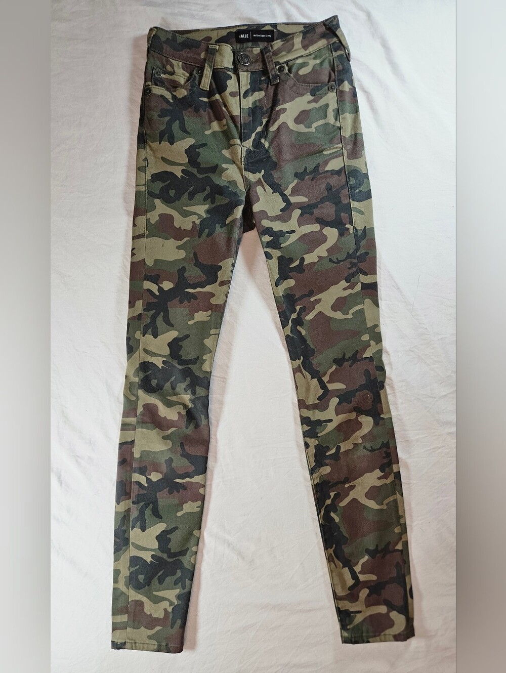 True Religion Womens Green Camoflauge Halle Mid Rise Super Skinny Jeans Size 24
